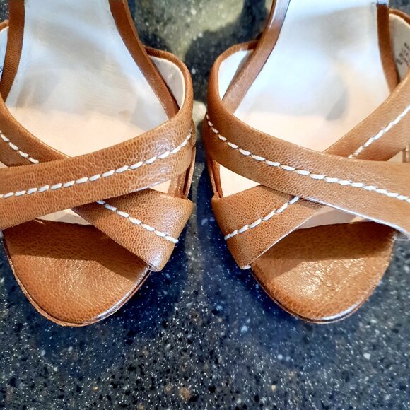 Great Condition Michael Kors Cognac Leather Platform Stilettos, Size 6M - Picture 6 of 9